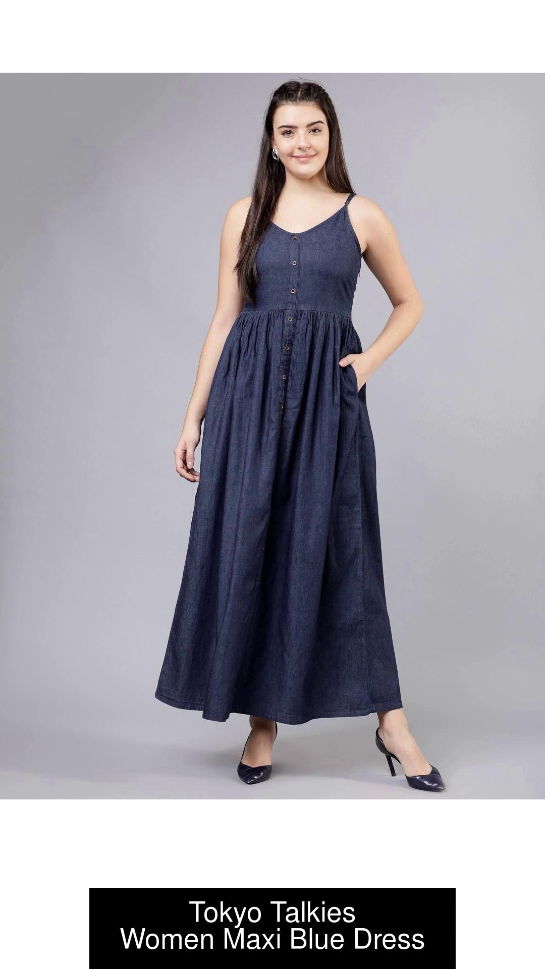 Tokyo talkies women's 2025 maxi dark blue dress