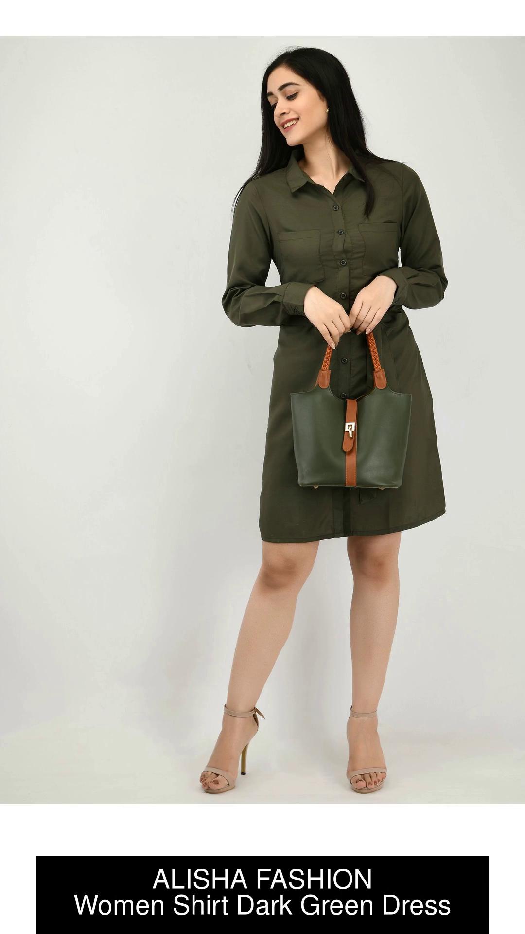 Women olive green dress