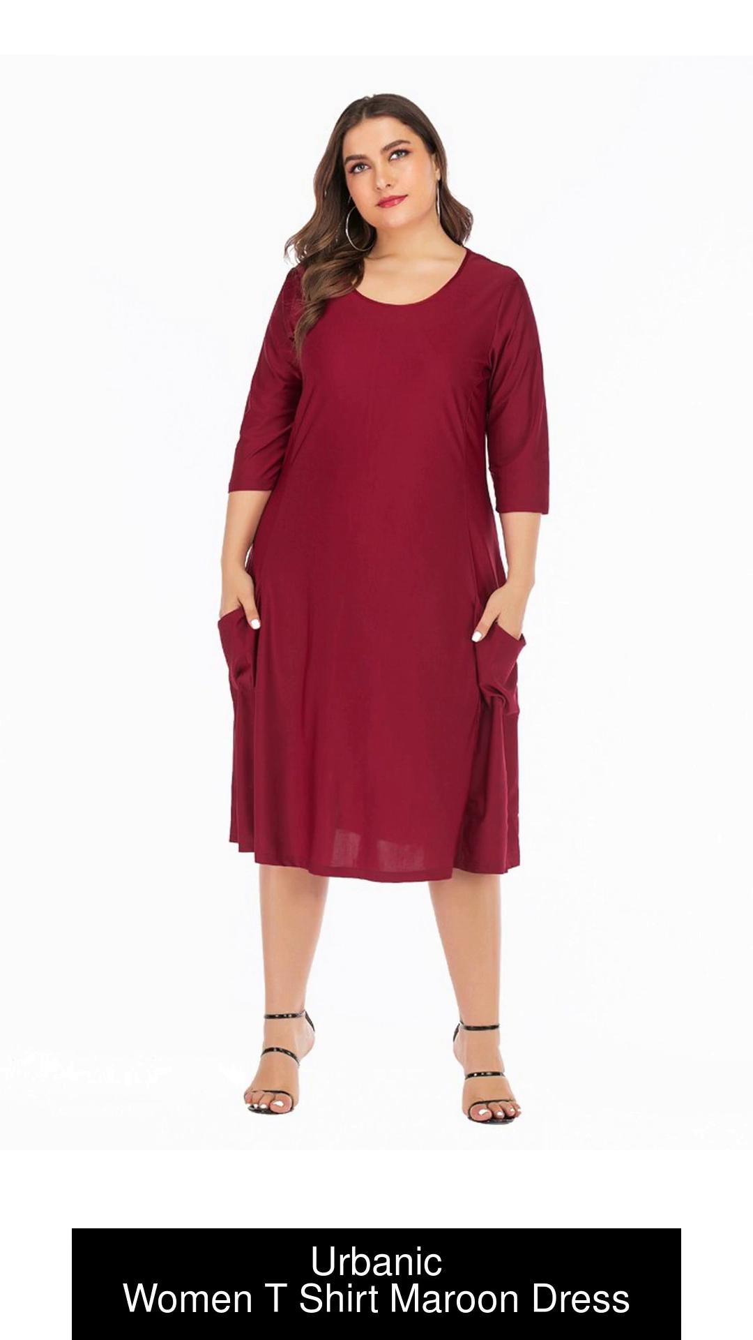 Urbanic Women T Shirt Maroon Dress