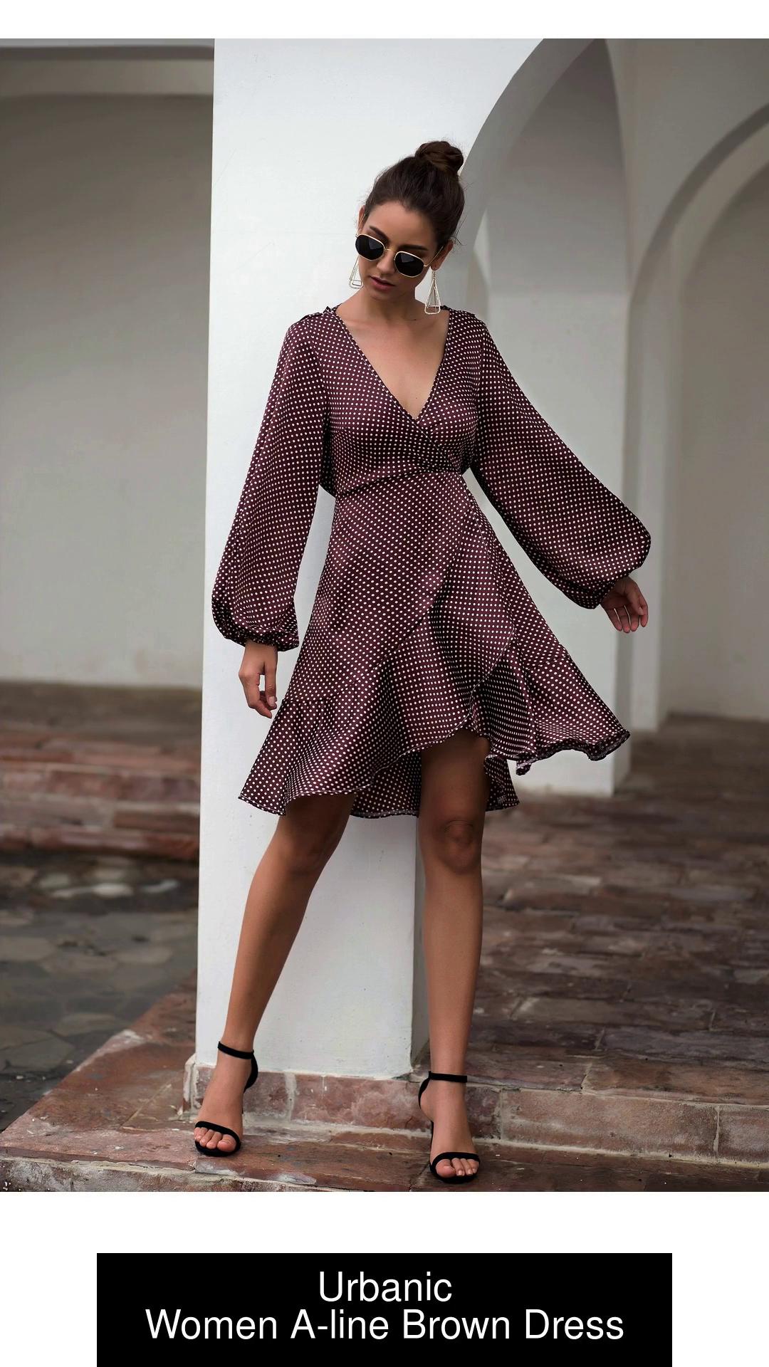 Urbanic Women A-line Brown Dress - Buy Urbanic Women A-line Brown Dress  Online at Best Prices in India