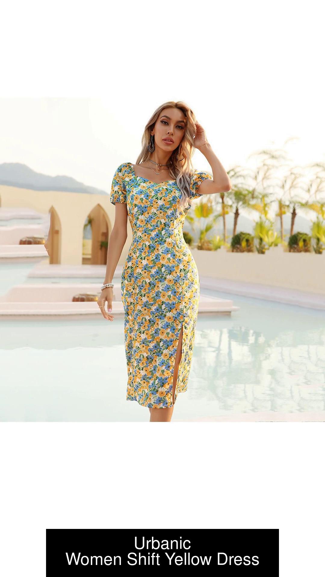 Urbanic Women Shift Yellow Dress - Buy Urbanic Women Shift Yellow Dress  Online at Best Prices in India