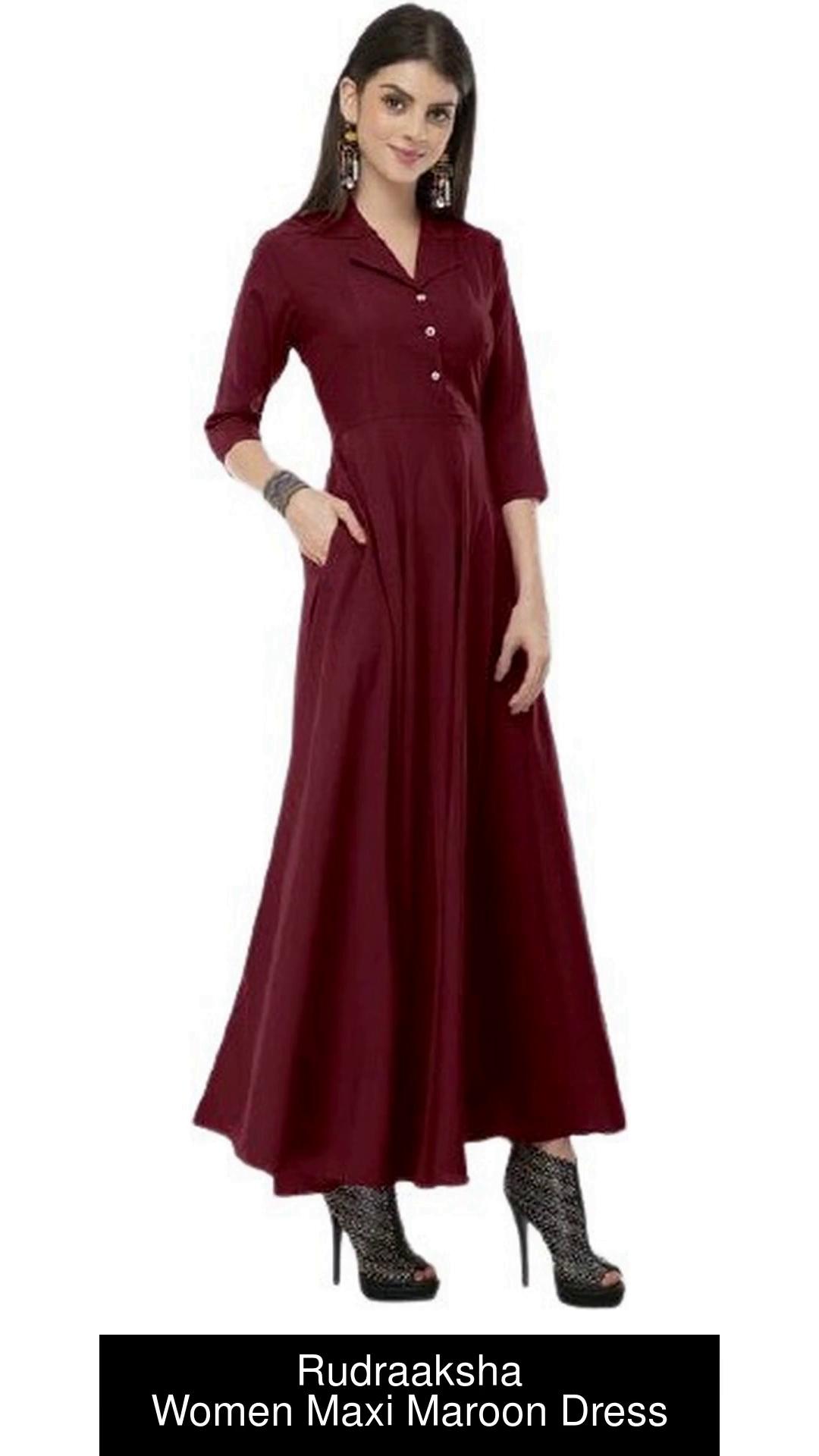 Maroon colour sale maxi dress