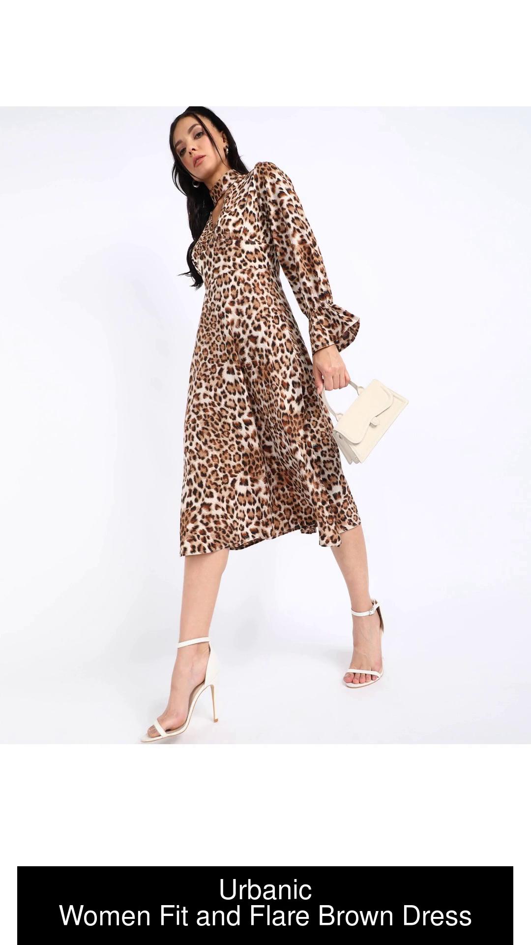 Urbanic Women Fit and Flare Beige, Brown Dress - Buy Urbanic Women Fit and  Flare Beige, Brown Dress Online at Best Prices in India