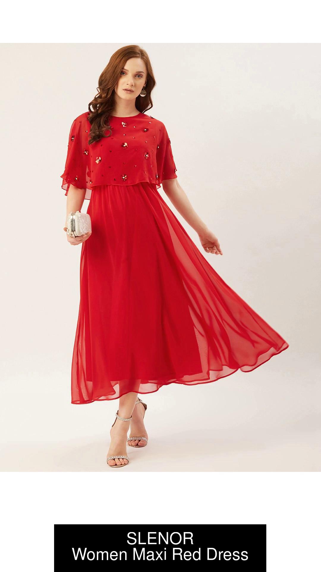 red maxi dress flipkart