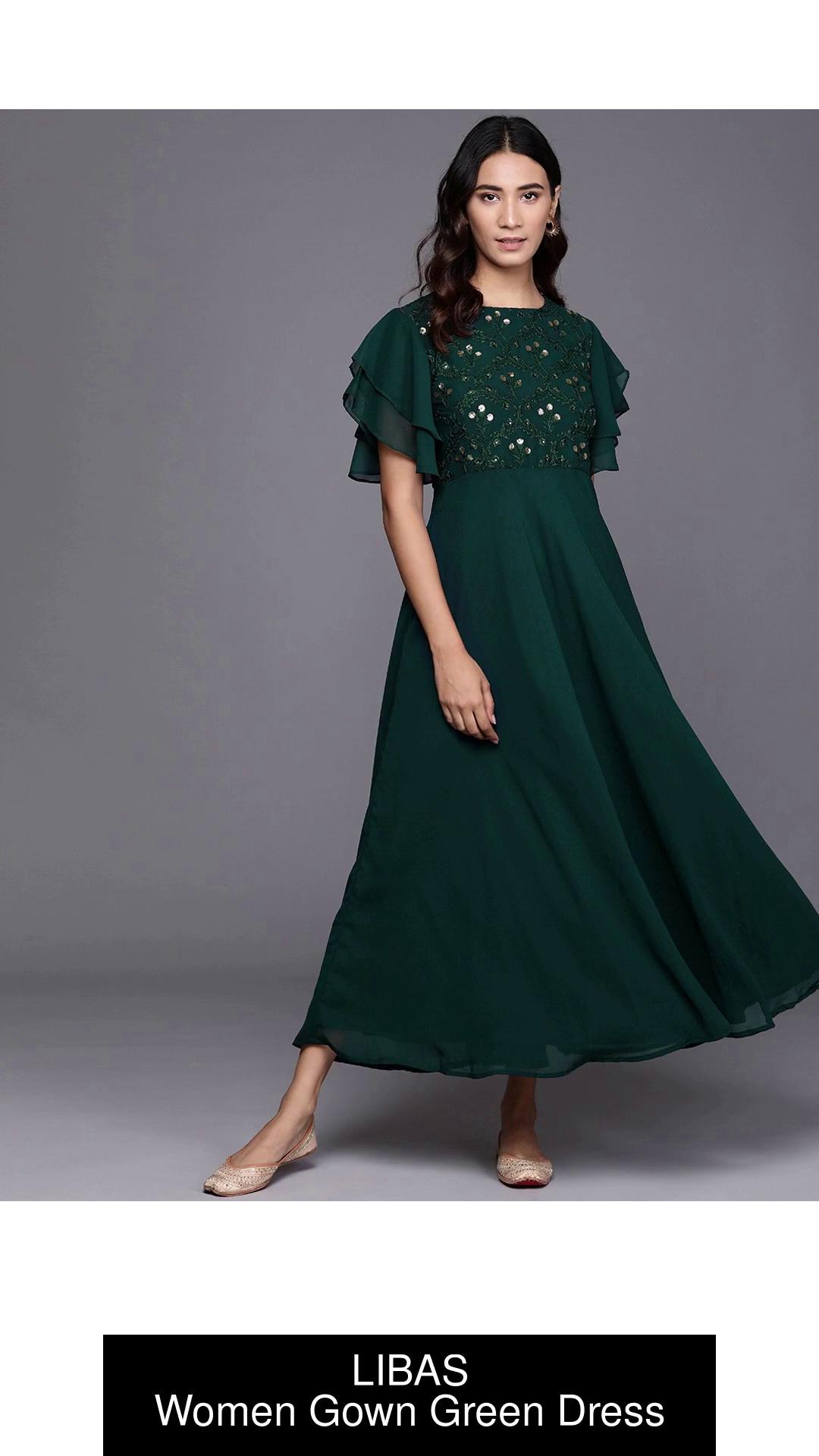 Buy LIBAS Women Gown Green Dress Online at Best Prices in India