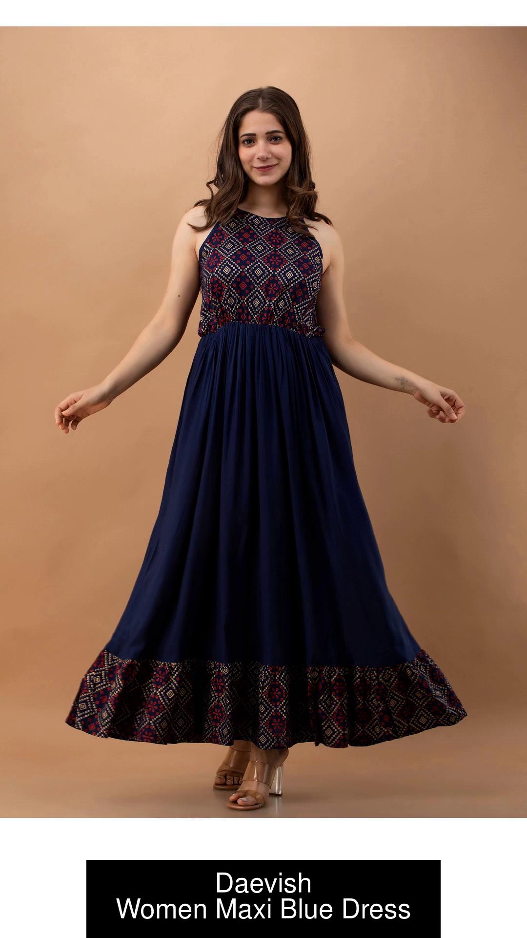 Daevish Women Maxi Blue Dress - Buy Daevish Women Maxi Blue Dress Online at  Best Prices in India