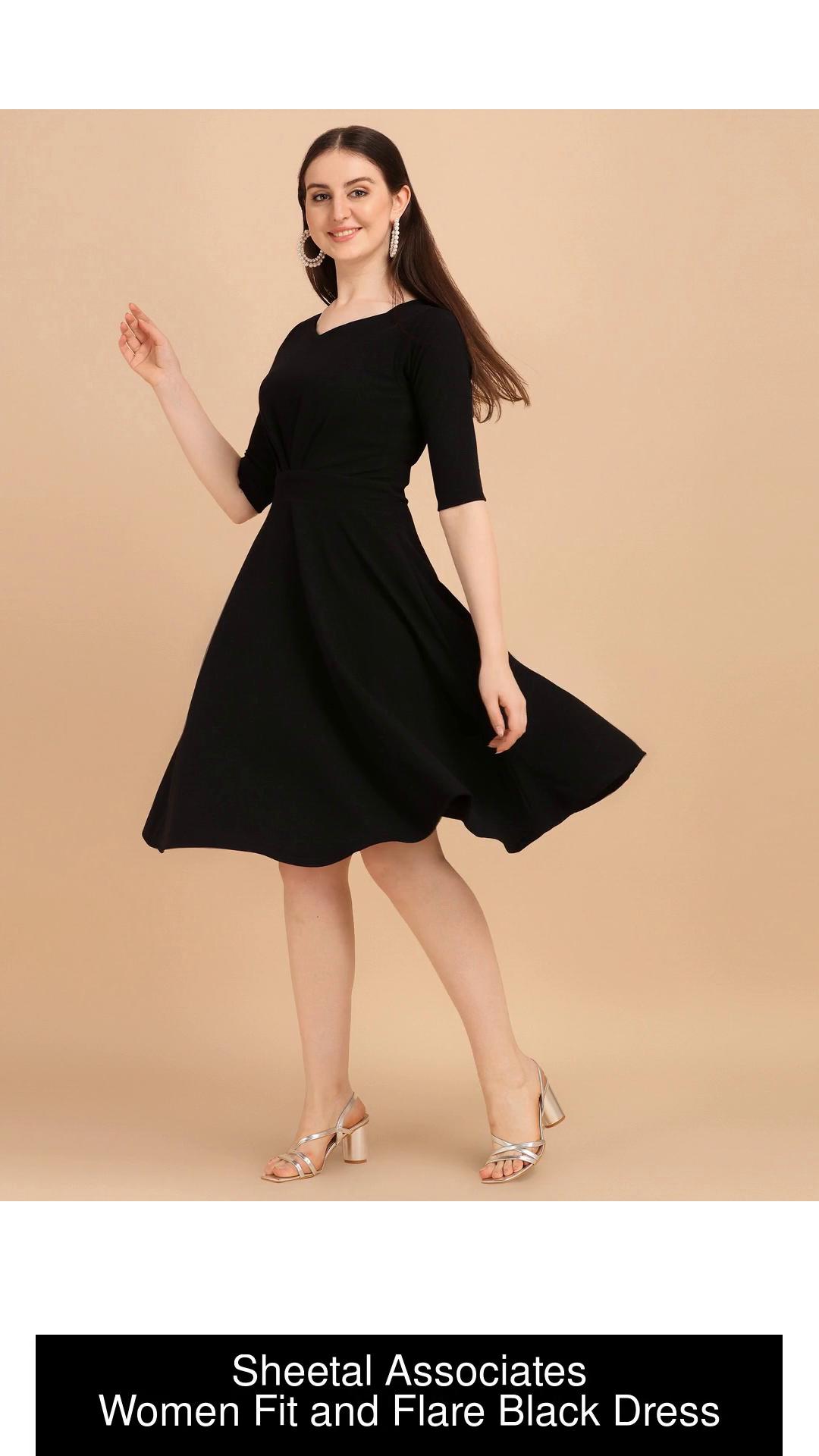 Sheetal Associates Women Fit and Flare Black Dress - Buy Sheetal Associates  Women Fit and Flare Black Dress Online at Best Prices in India