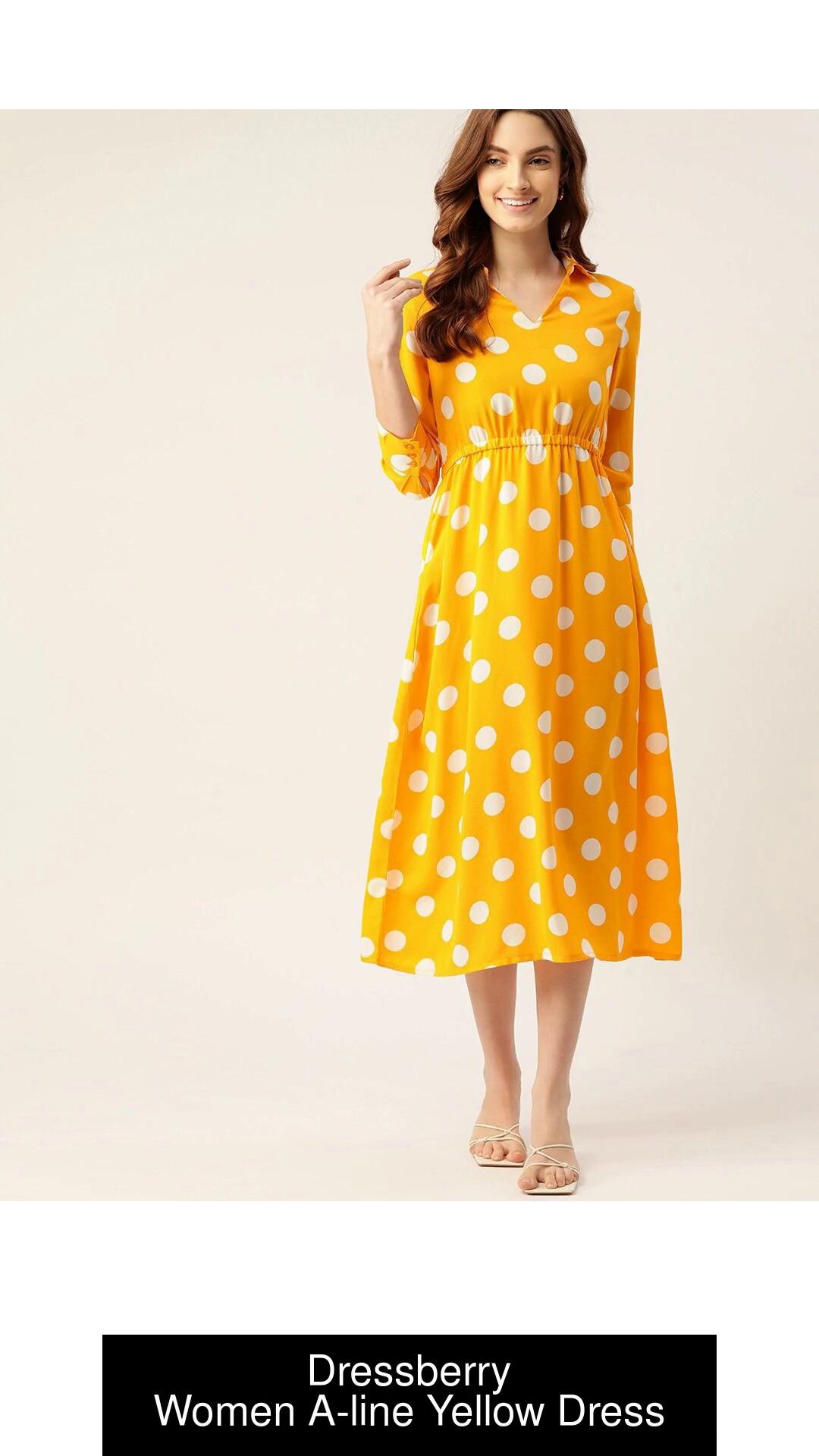 Dressberry Women A-line Yellow Dress - Buy Dressberry Women A-line Yellow Dress  Online at Best Prices in India