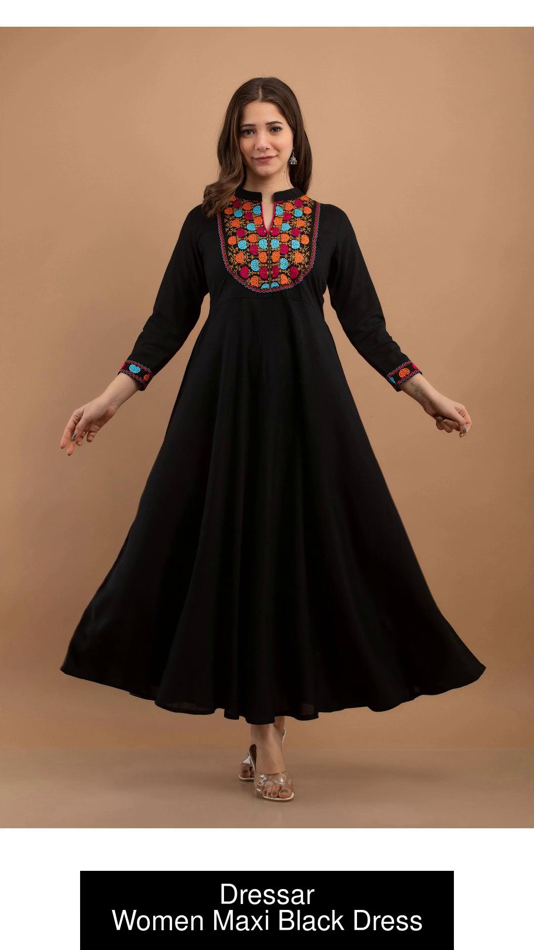 Black maxi 2025 dress flipkart