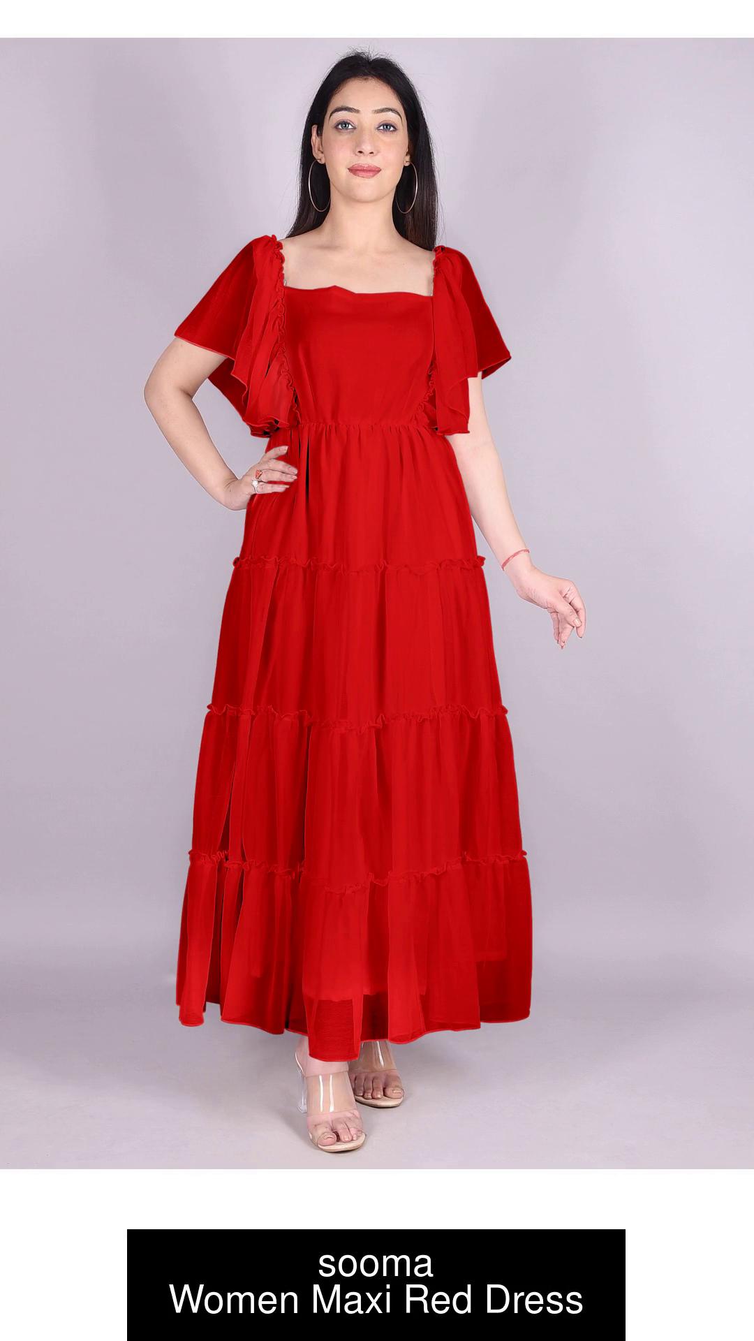 Red maxi 2025 dress flipkart