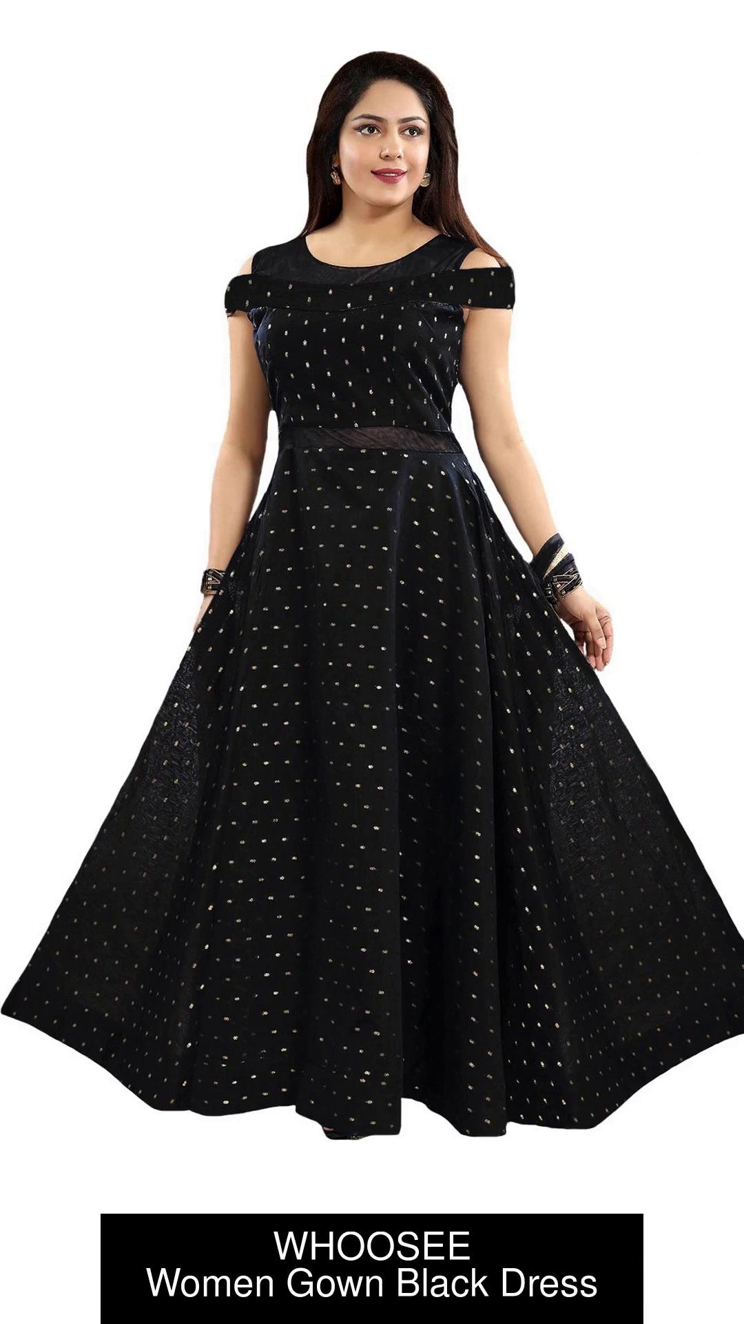 WHOOSEE Women Gown Black Dress - Buy WHOOSEE Women Gown Black Dress Online  at Best Prices in India