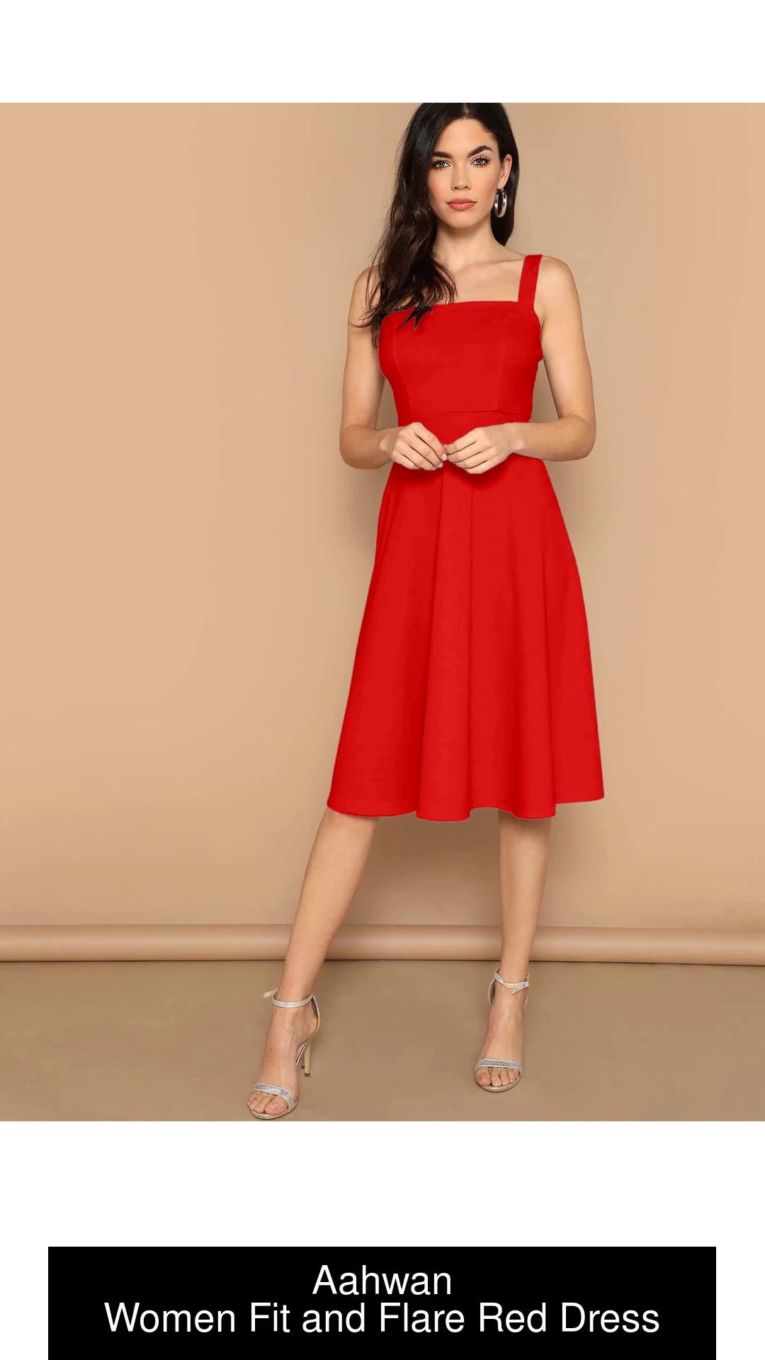 Aahwan Women Fit and Flare Red Dress