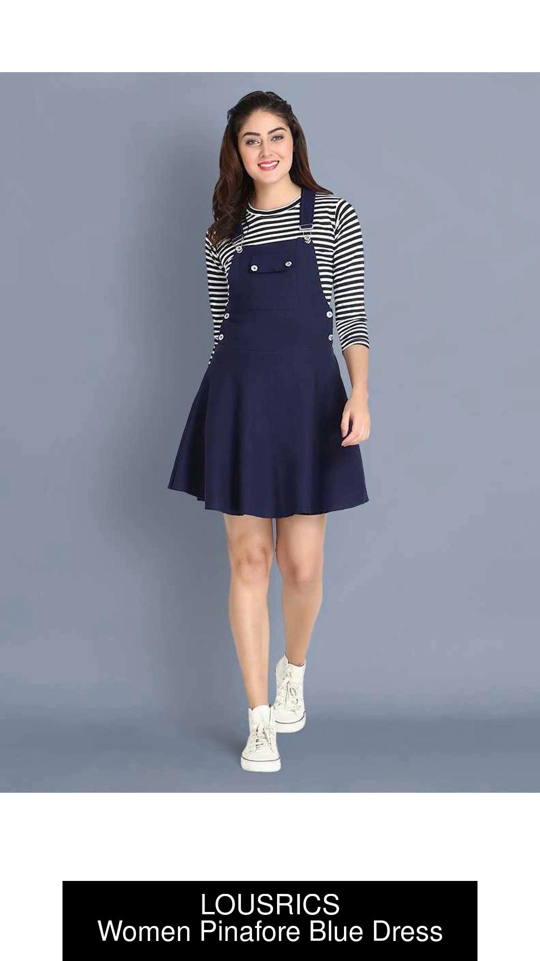 LOUSRICS Women Pinafore Blue Dress Buy LOUSRICS Women Pinafore