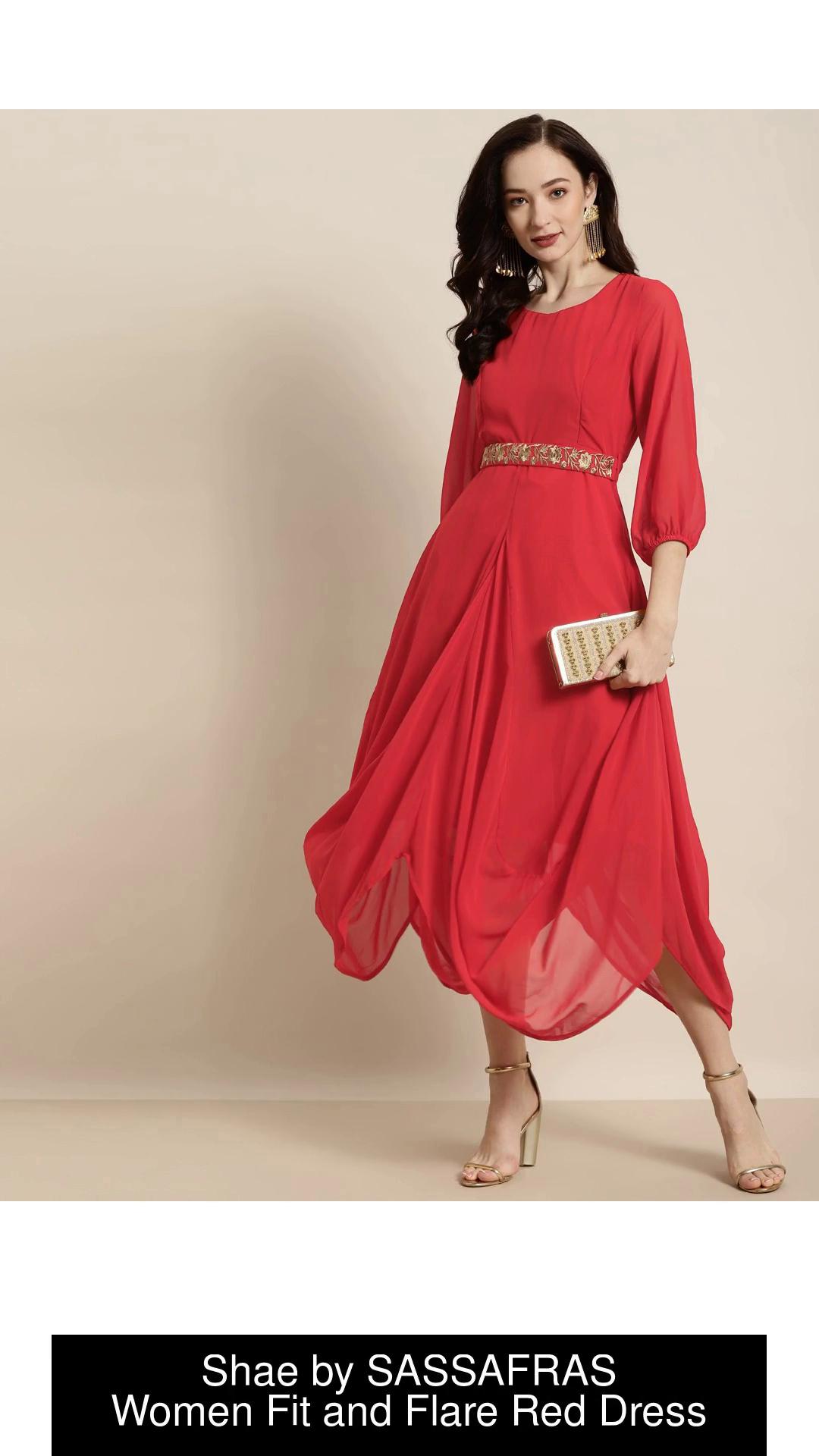 SASSAFRAS Women Maxi Red Dress - Buy SASSAFRAS Women Maxi Red Dress Online  at Best Prices in India