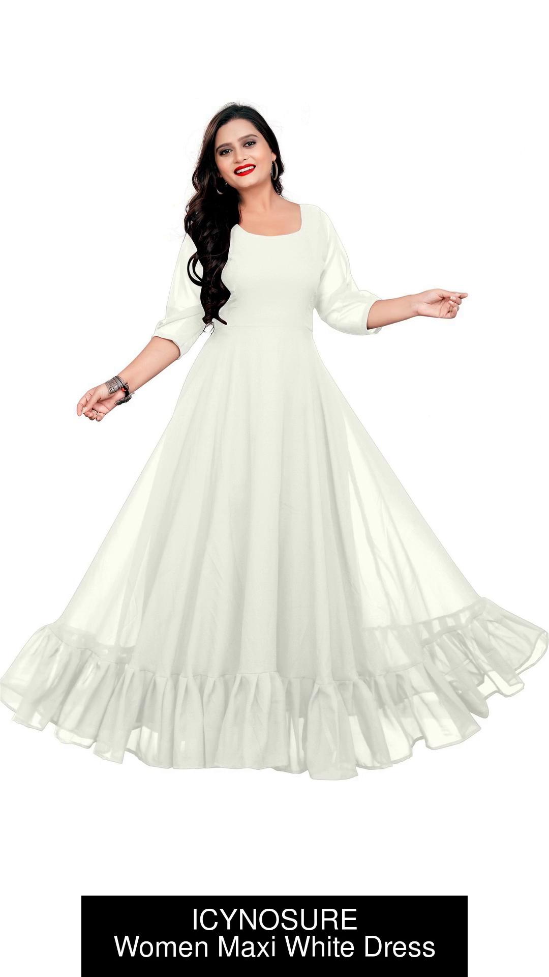 White anarkali dress outlet flipkart