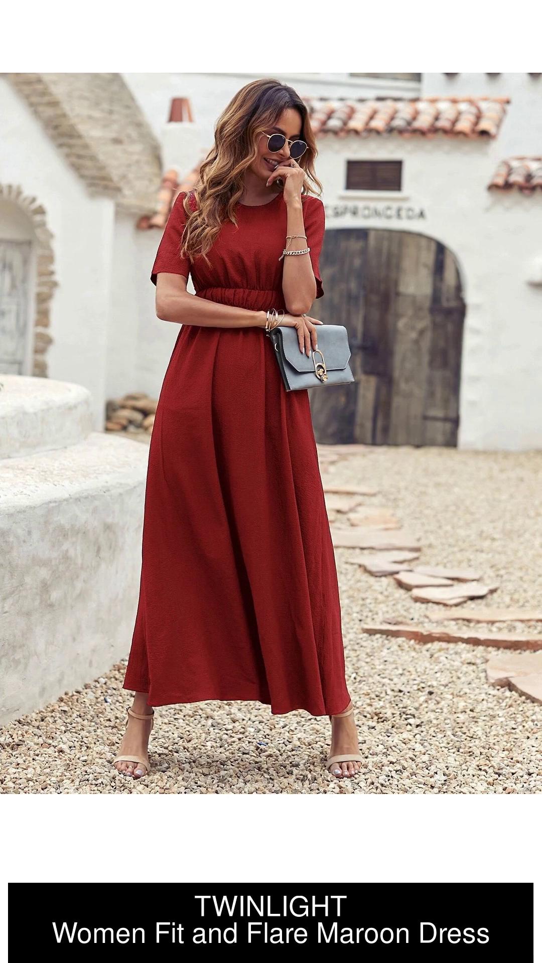 Fit and flare cheap maroon dress