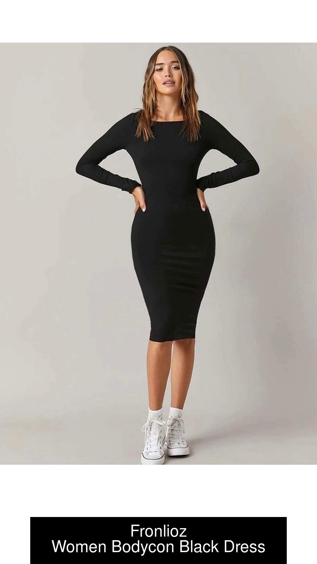 Womens black best sale bodycon midi dress