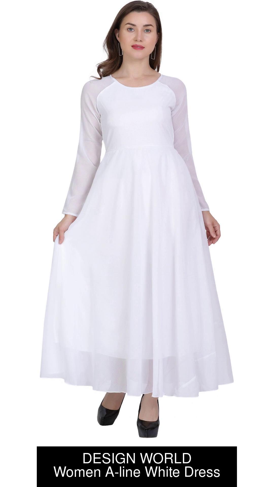 Plain white dress outlet design