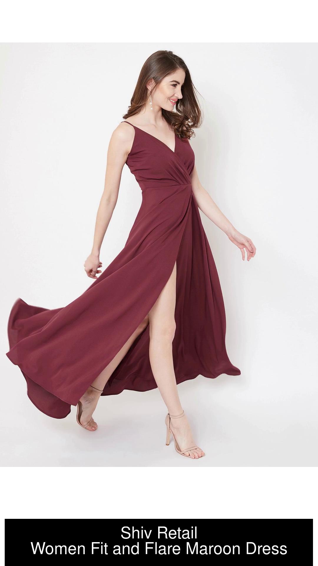 Fit and flare cheap maroon dress