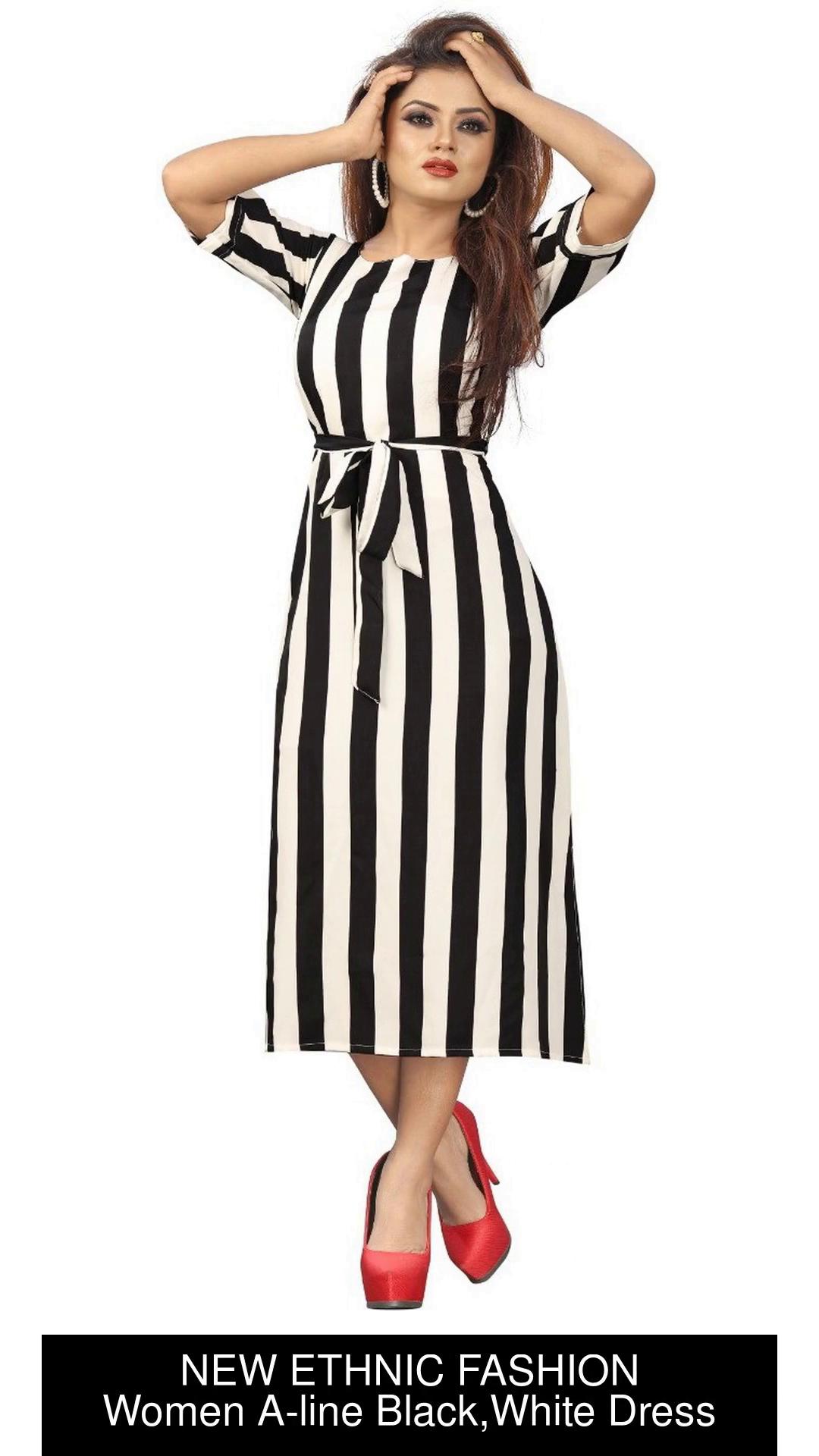 Buy White  Black Striped Dress For Women Online in India  VeroModa