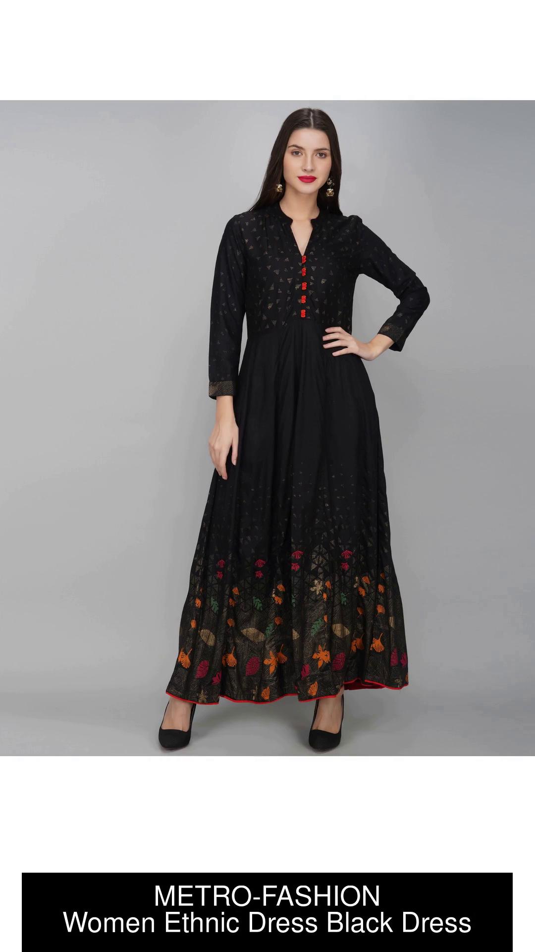 METRO-FASHION Women Ethnic Dress Black Dress - Buy METRO-FASHION