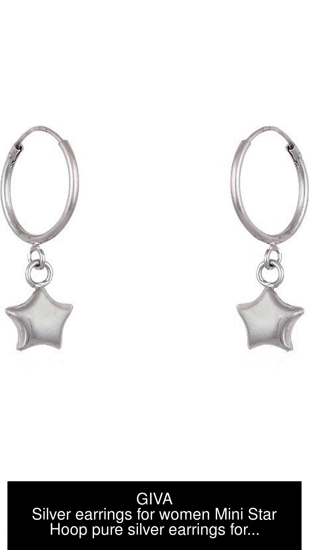 Flipkart.com - Buy GIVA Silver earrings for women Mini Star Hoop pure  silver earrings for women Silver Hoop Earring Online at Best Prices in India