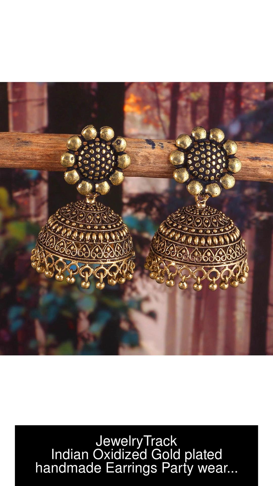 Indian Handmade Silver Oxdised Patri With Gold Wax Bead Earring  Adore  Jewels