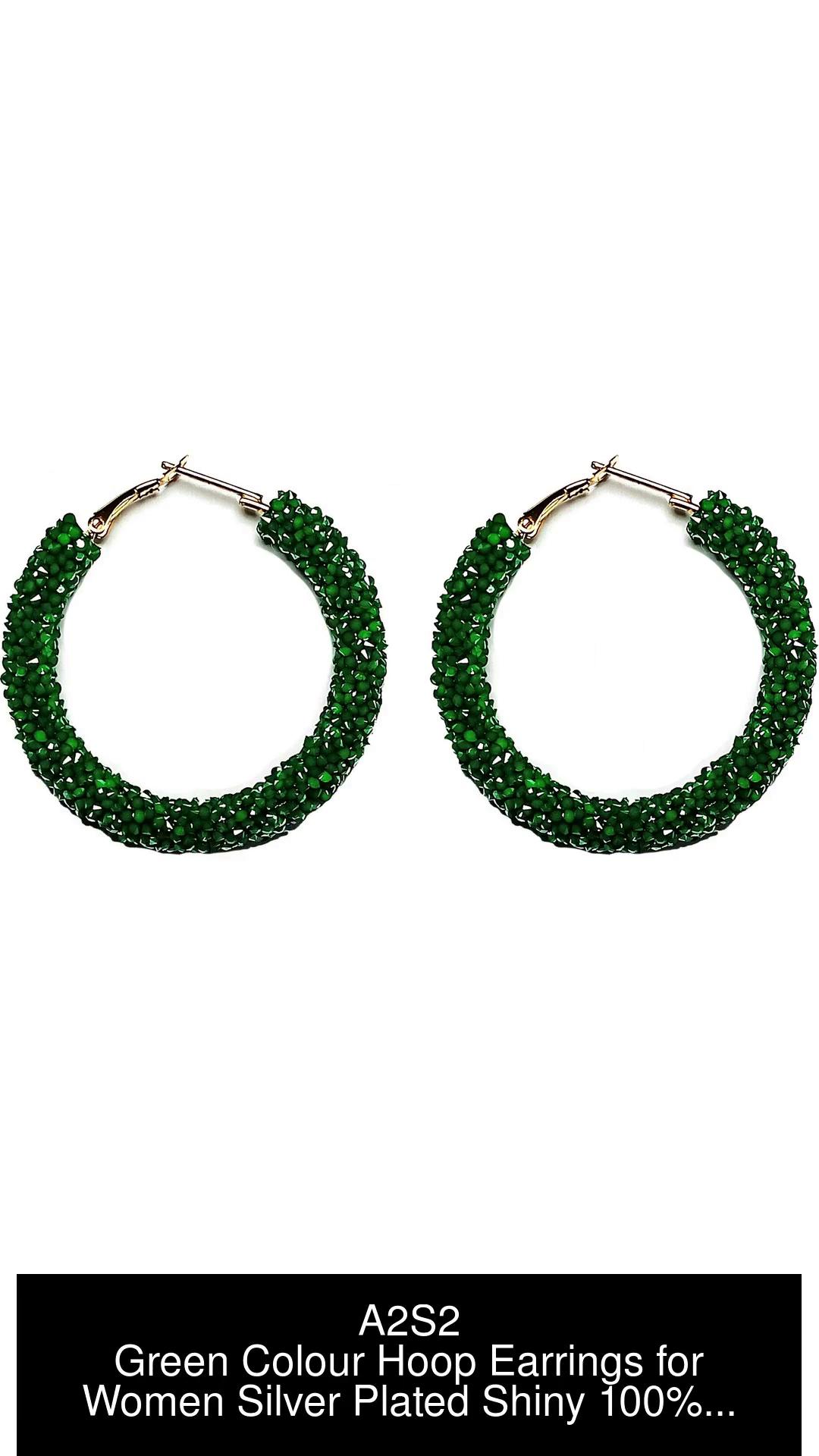 Green round store earrings