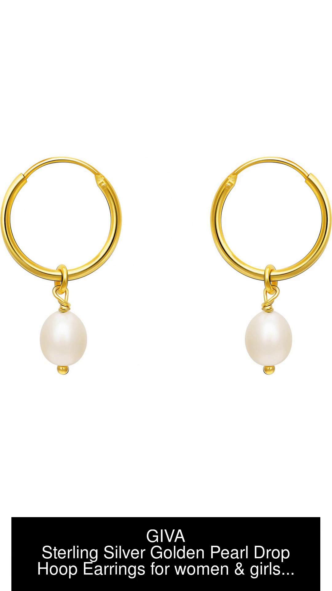 Buy Glamlife LV Pearl Hoop Stud Earrings For Girls And Women at