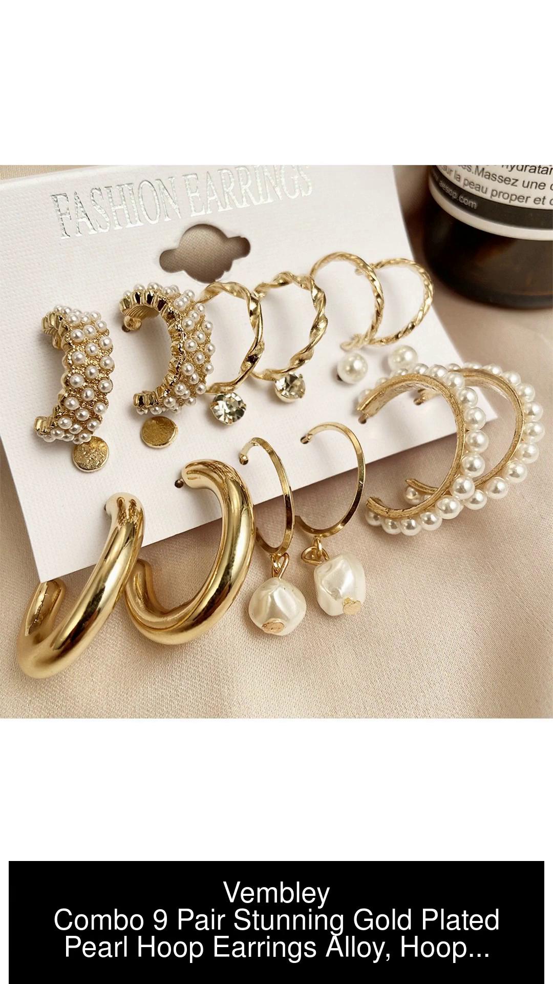 Gold hoop with pearl outlet earrings