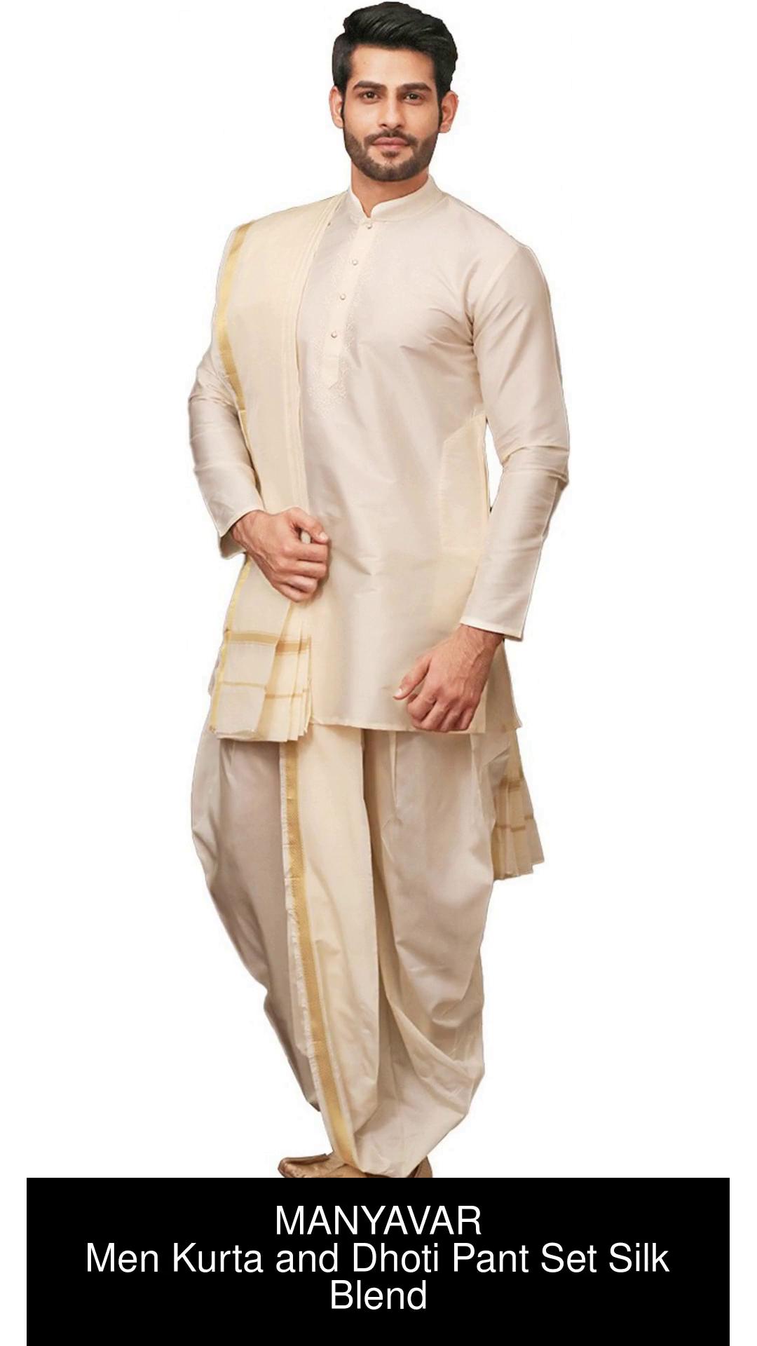 Kurta Pajama for Men  Buy Traditional South White Dhoti Set Online  Manyavar