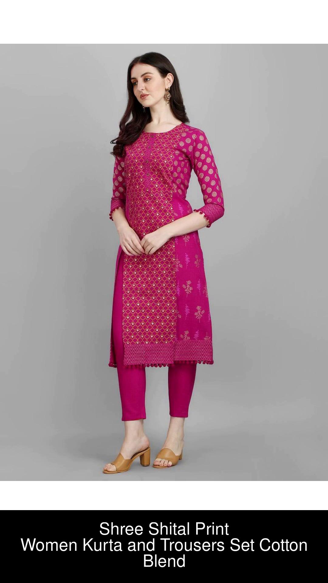 Shree Shital Print Women Kurta Trouser Set - Buy Shree Shital