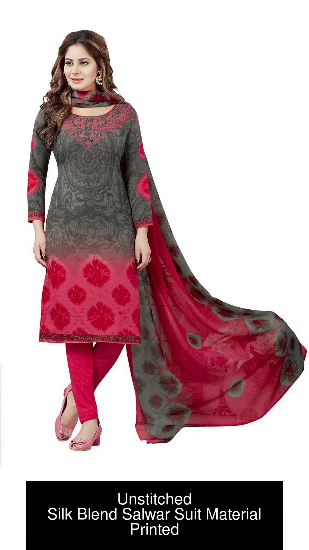 Unstitched silk salwar top suits