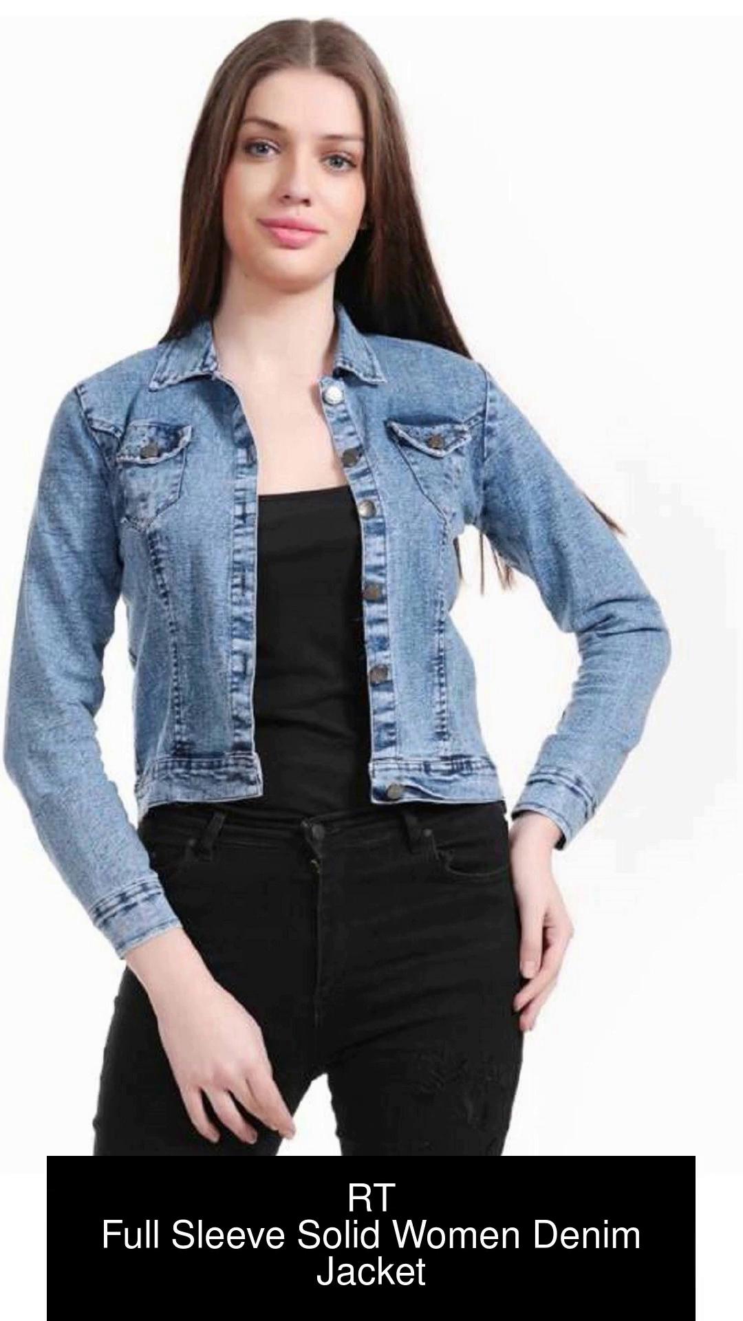 Buy HERENOW Women Blue Solid Denim Jacket  Jackets for Women 7371458   Myntra
