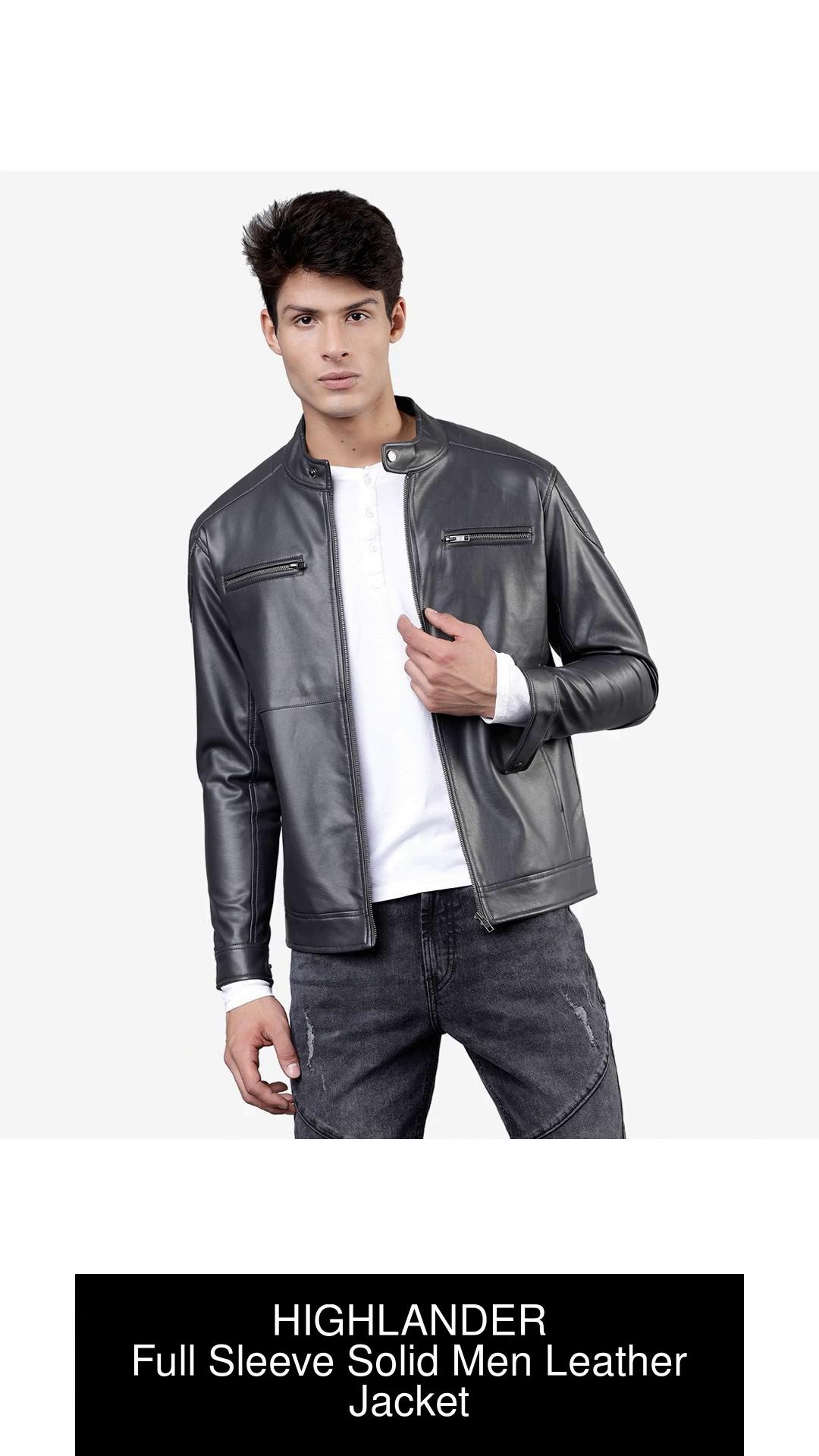 Buy HIGHLANDER Men Black Solid Leather Jacket - Jackets for Men