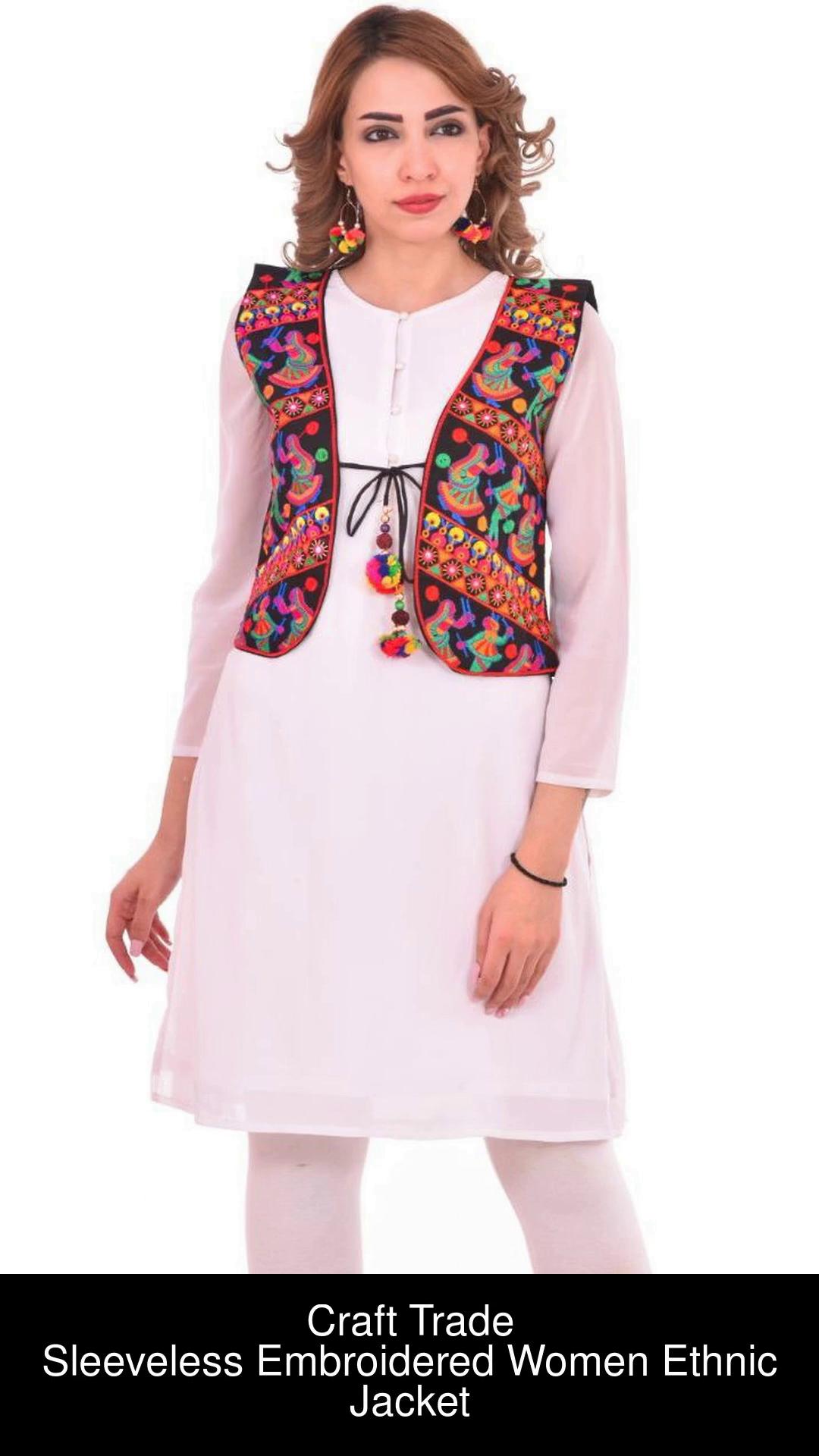 Women jacket Indian long fancy ethnic embroidered wear Navratri Gujrat garba  | eBay