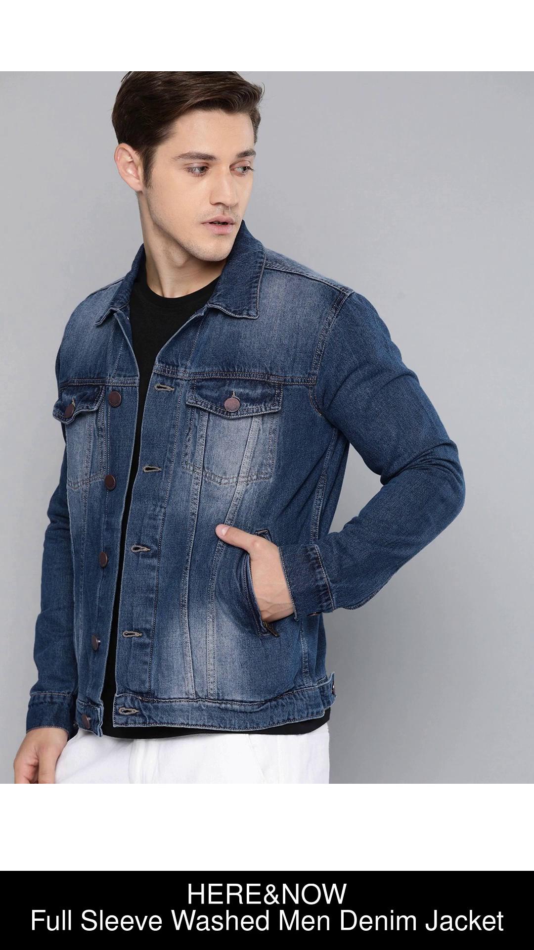 Skenjel Men Red Solid Denim Jacket