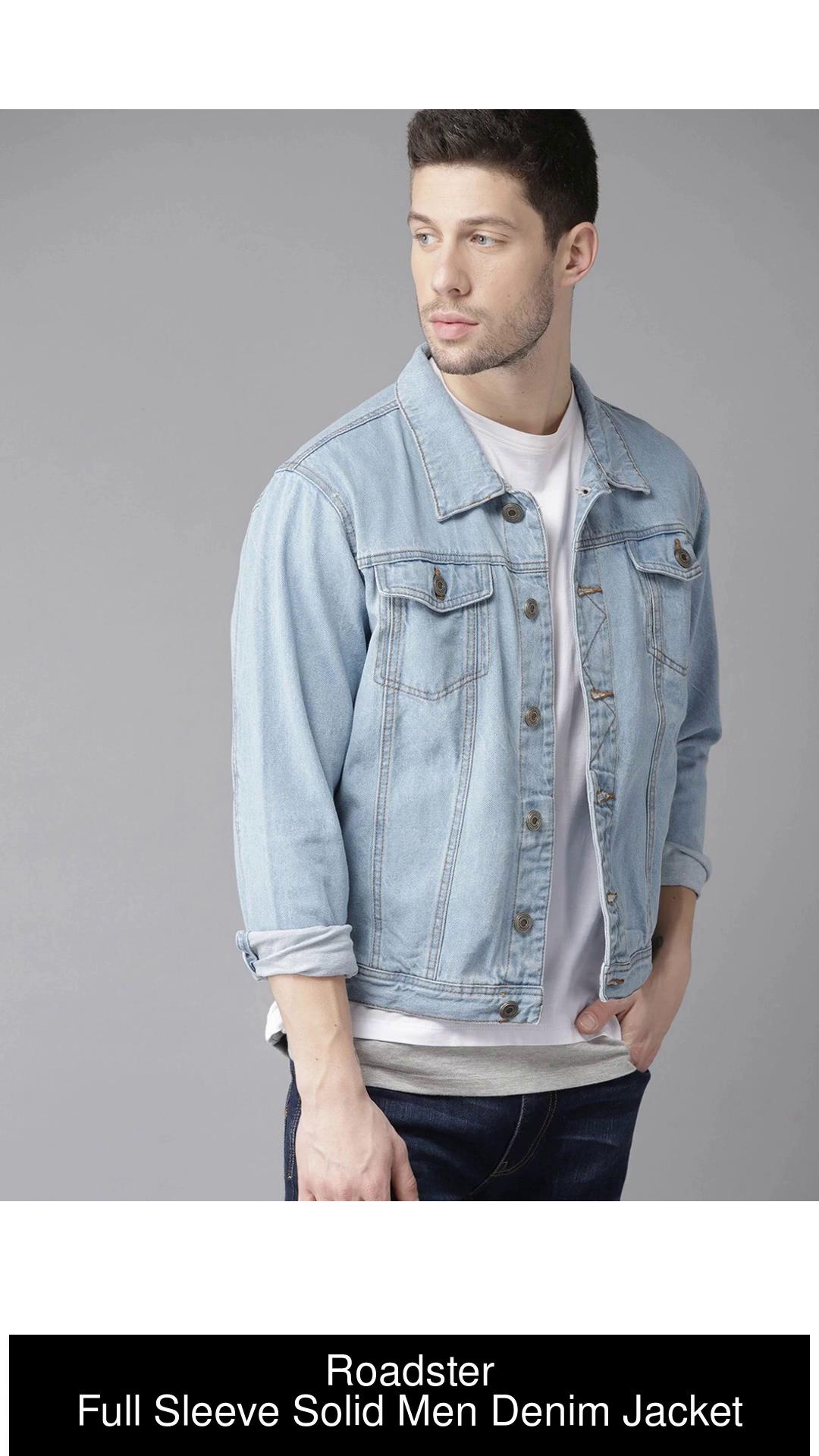 Full sleeve solid men's denim clearance jacket