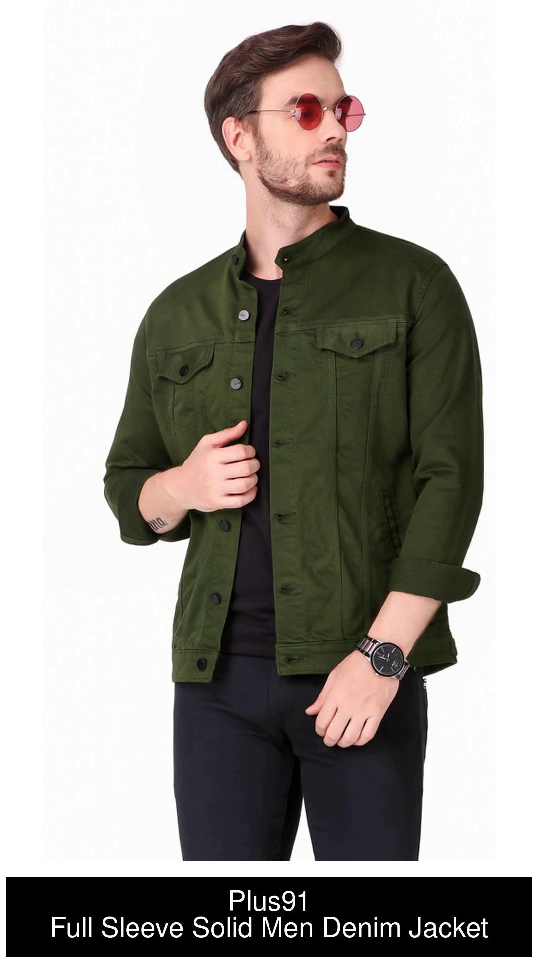 Dark green denim jacket hot sale mens