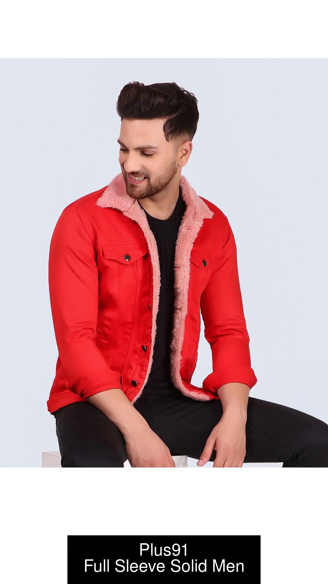 Jeans jacket clearance red colour