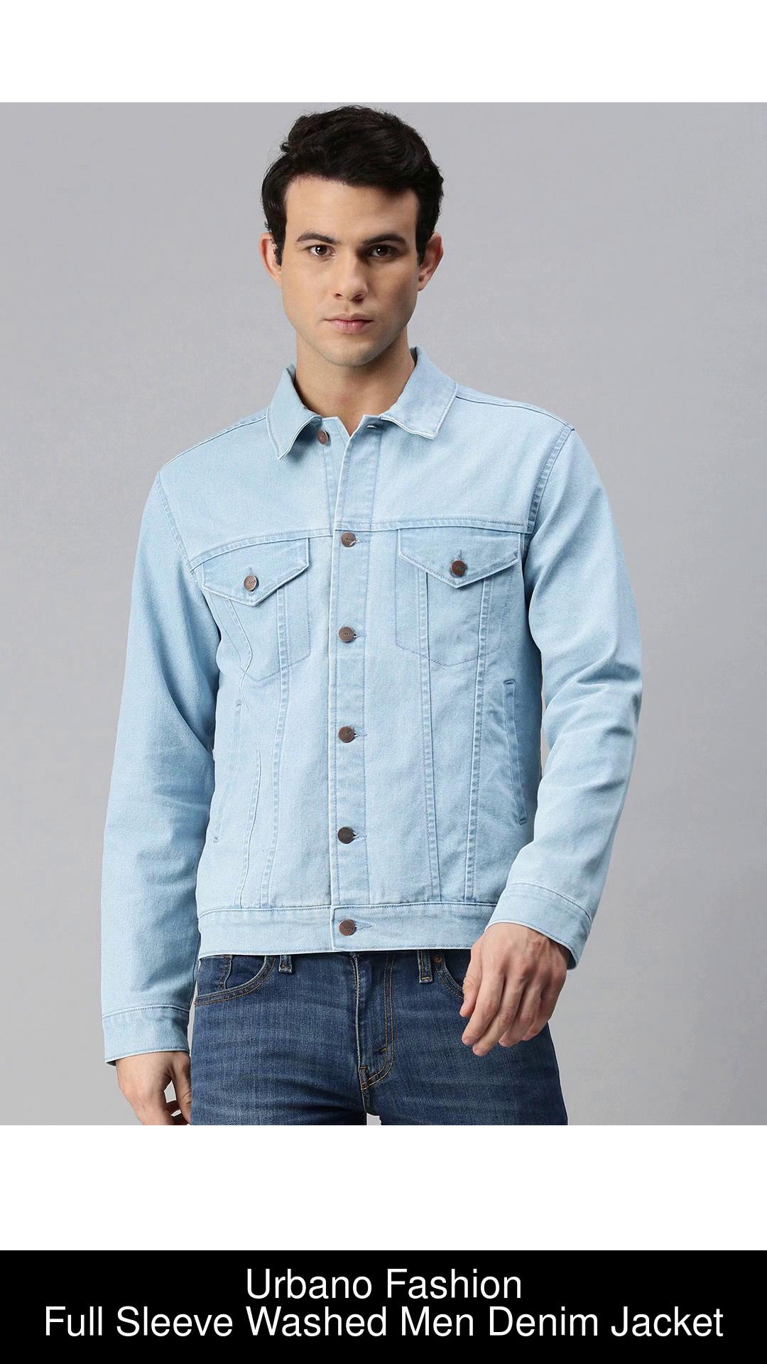 Light blue denim jacket on sale mens