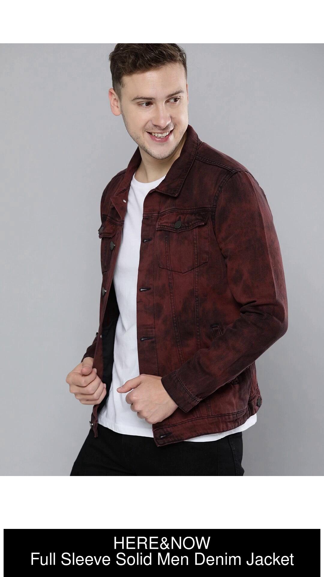 Maroon colour hot sale denim jacket