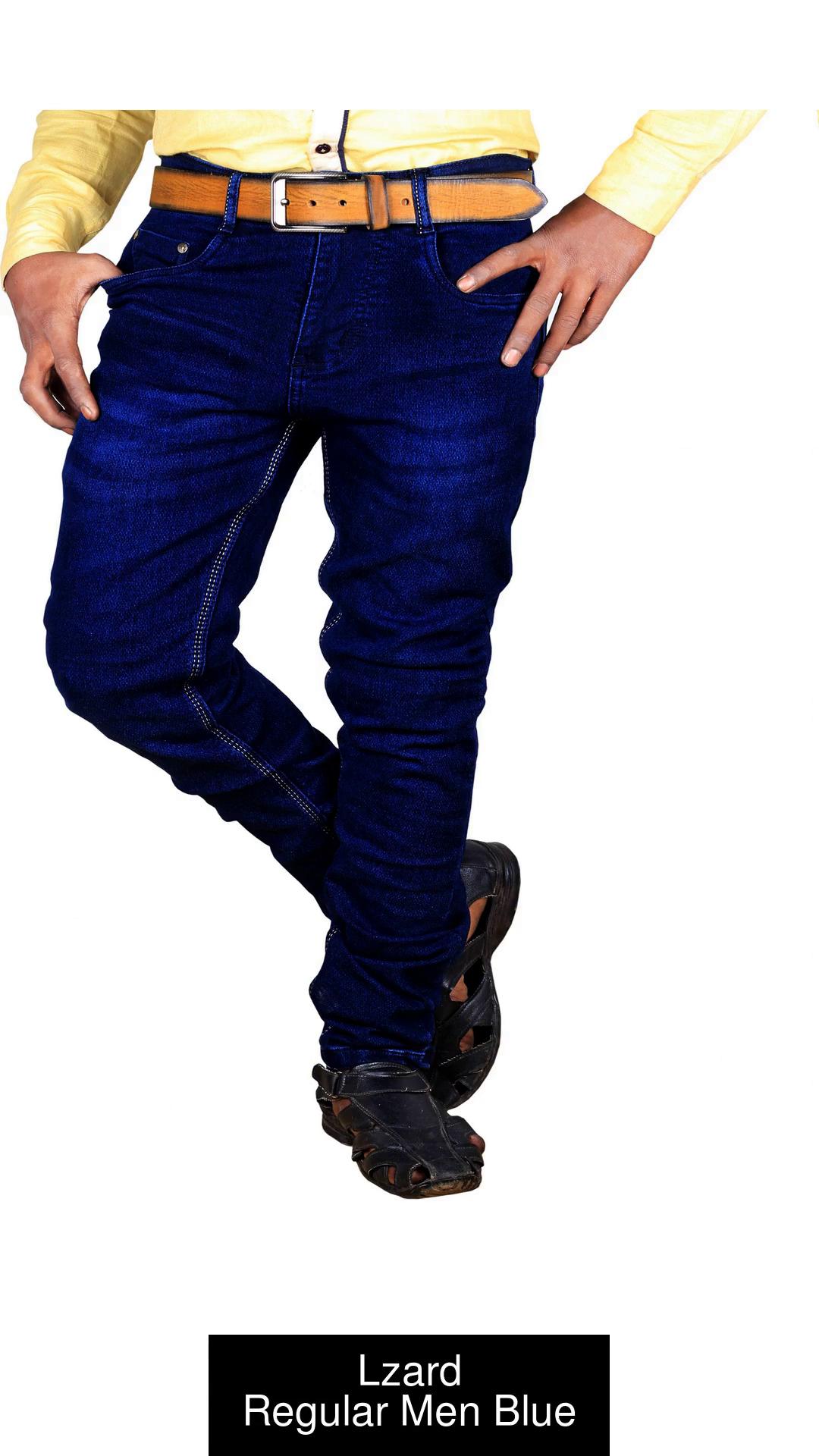 Mens Blue Cotton Blend Faded Slim Fit Jeans  Dilutee India