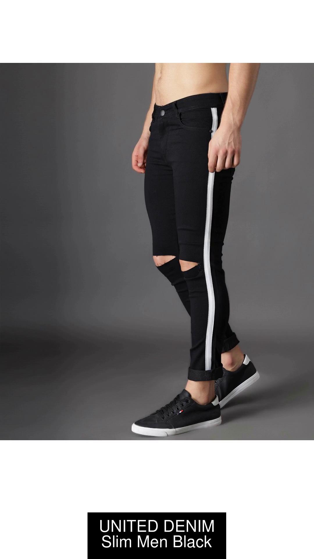 Stylish Black Jeans Pant with Stylish Side Chain for Men