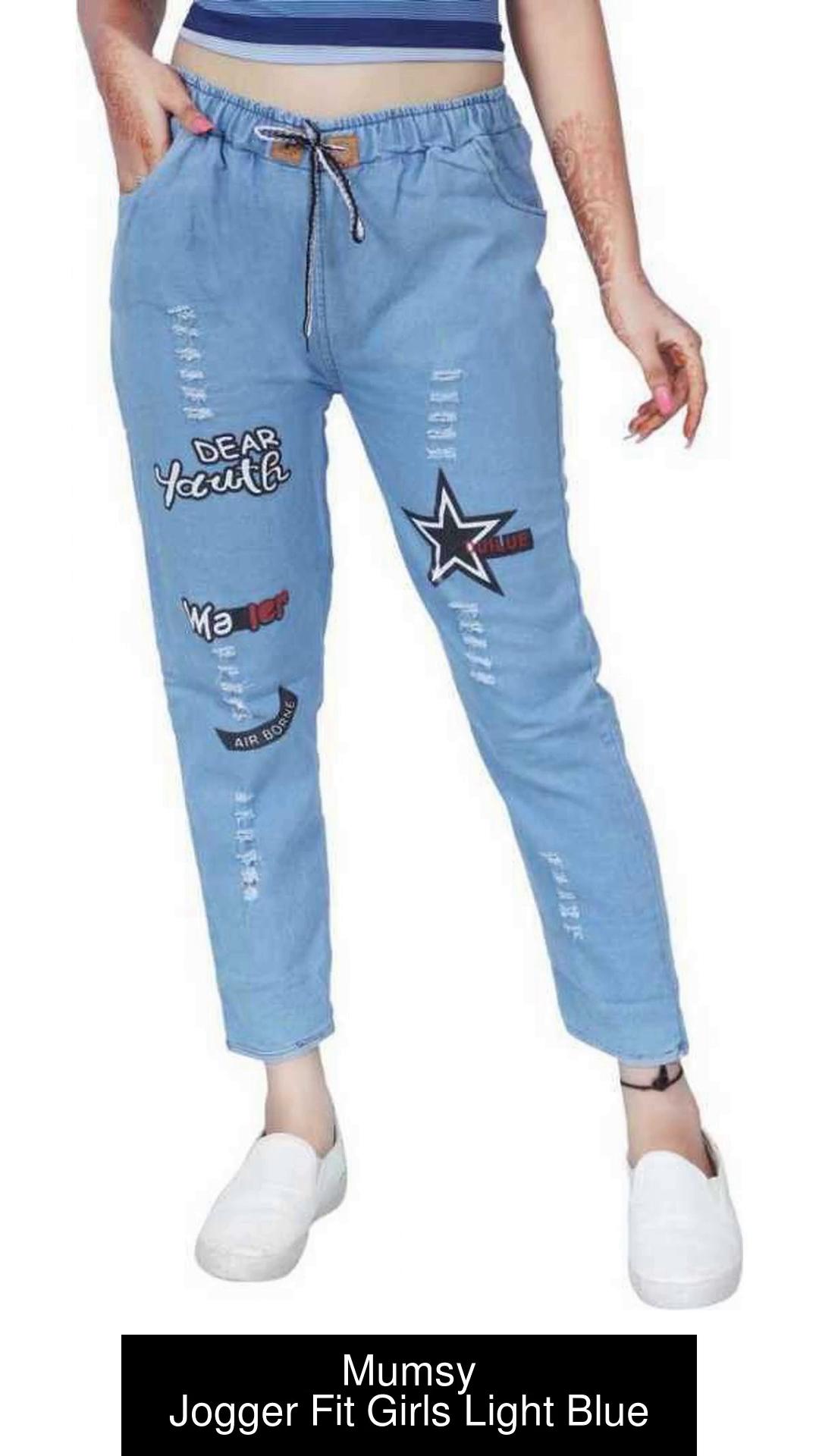 Mumsy Jogger Fit Girls Light Blue Jeans - Buy Mumsy Jogger Fit