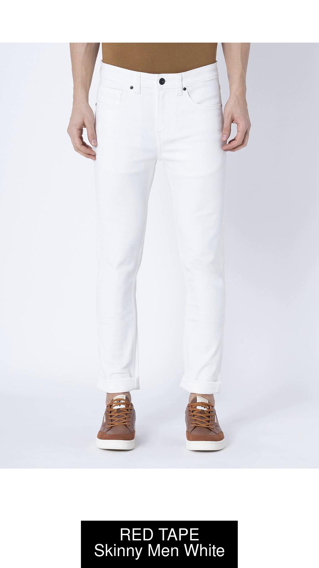 White tape sale jeans