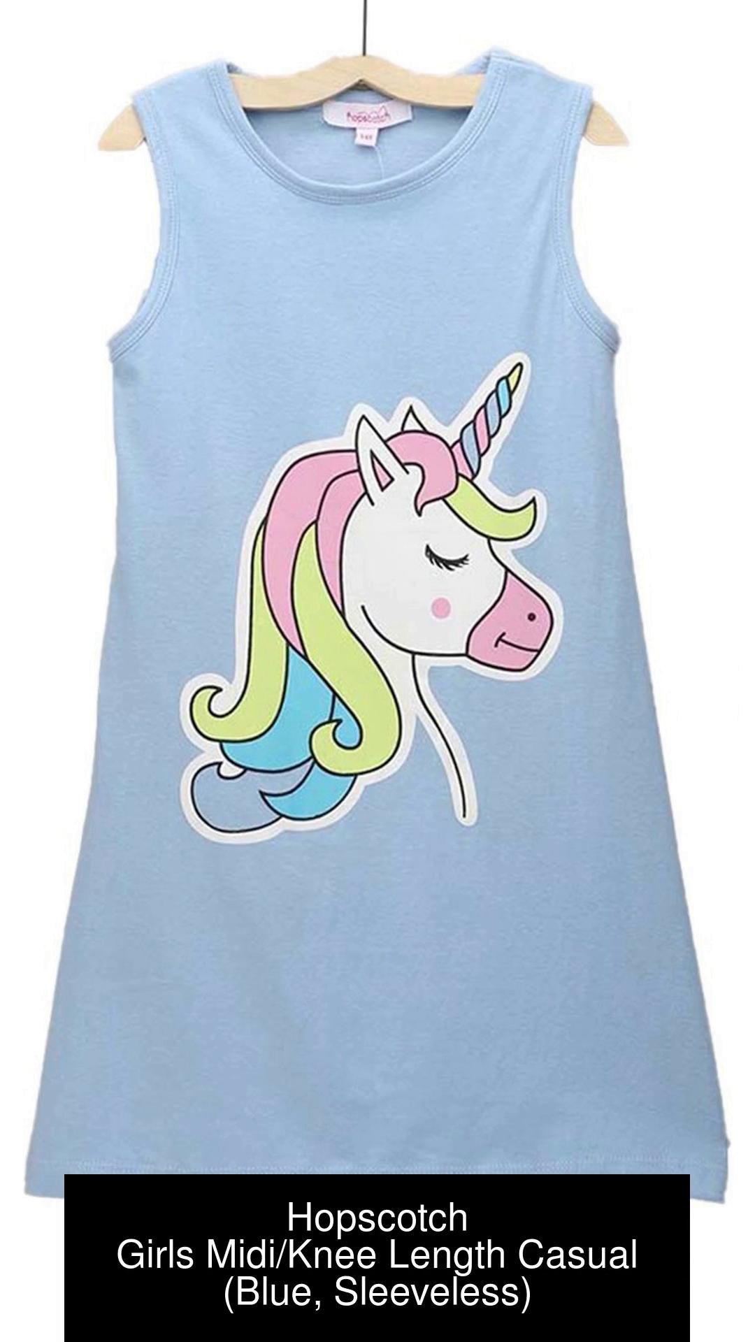 Hopscotch Girls Cotton Unicorn Printed Full Sleeves Fleece Sweater Dress In  Green Color (1108043)
