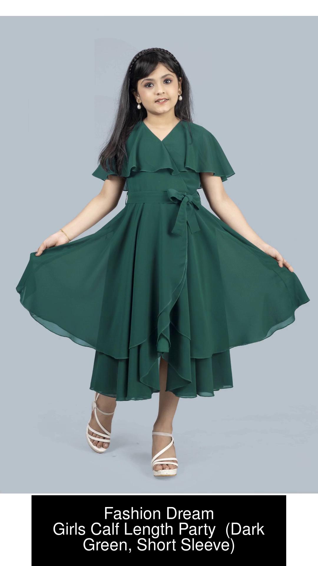 Buy Green Organza Dress for Girls Online