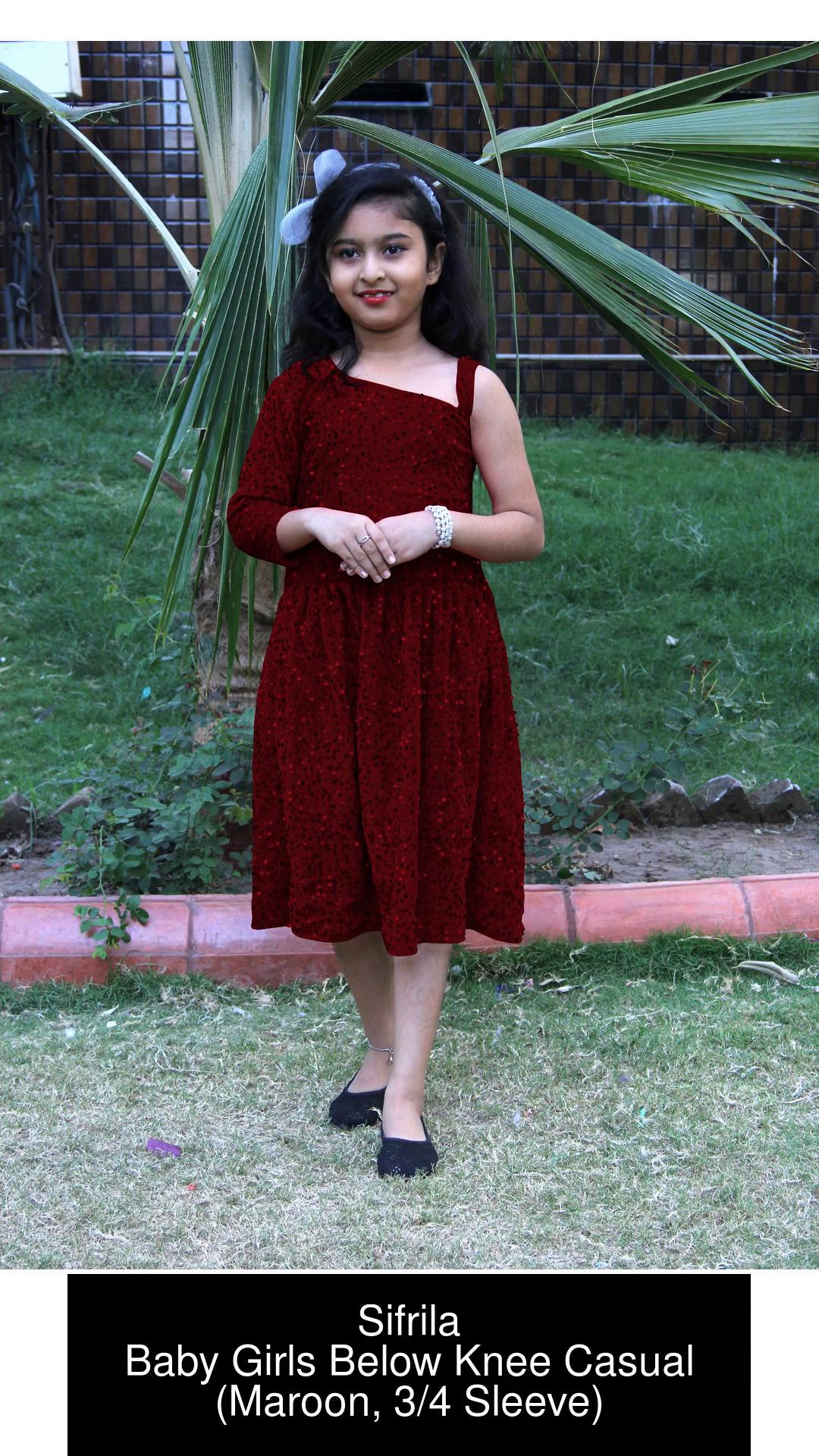 Maroon colour baby clearance frock