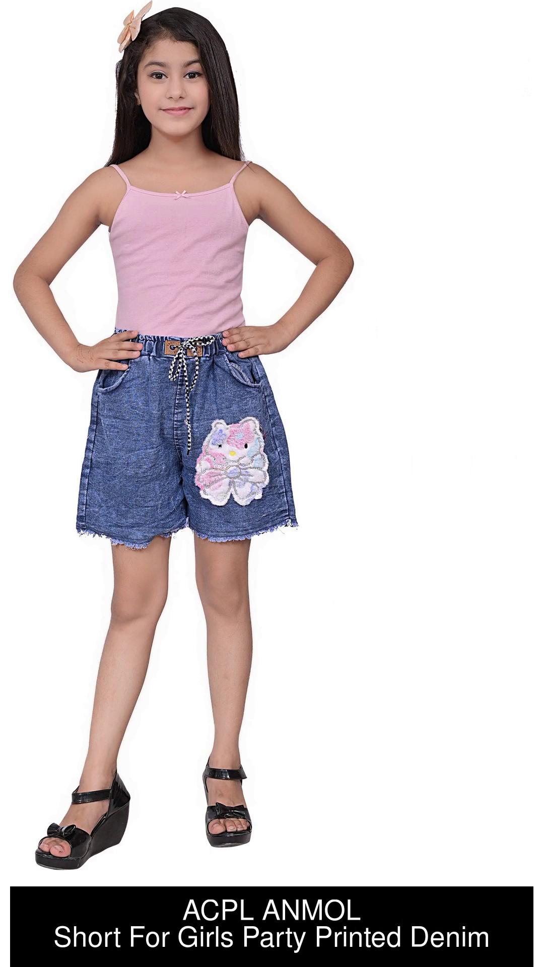 ACPL ANMOL Short For Girls Party Printed Denim Price in India - Buy ACPL  ANMOL Short For Girls Party Printed Denim online at